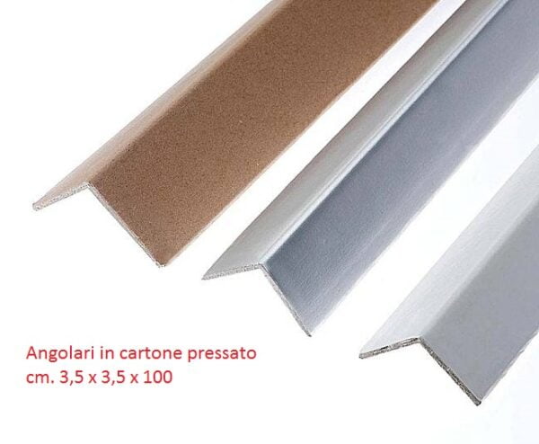 angolari in cartone pressato cm. 3,5 x 3,5 x 100 - Spessore 4 mm. - CONFEZIONI DA 20 PZ